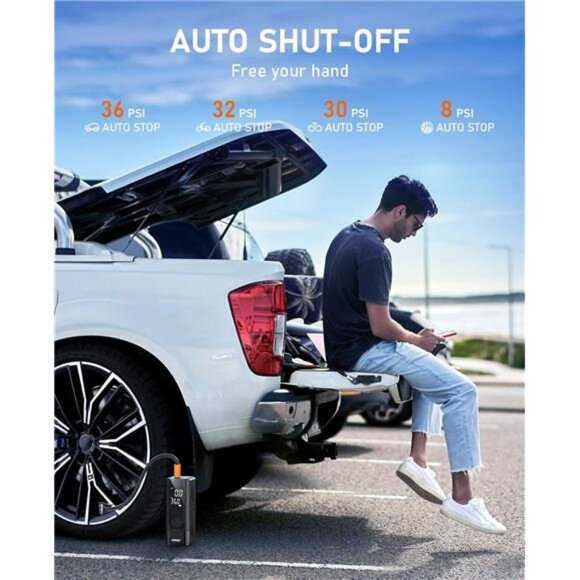 Tire Inflator Portable Air Compressor, 150PSI Cordless Air Pump for Car Tires - Picture 5 of 7